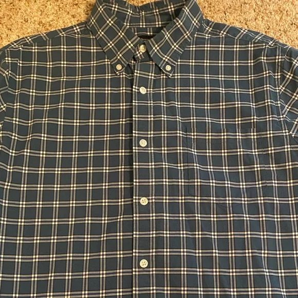 Men's Members Mark L long sleeve dress/ casual shirt. Blue green Cotton Poplin - Picture 2 of 4